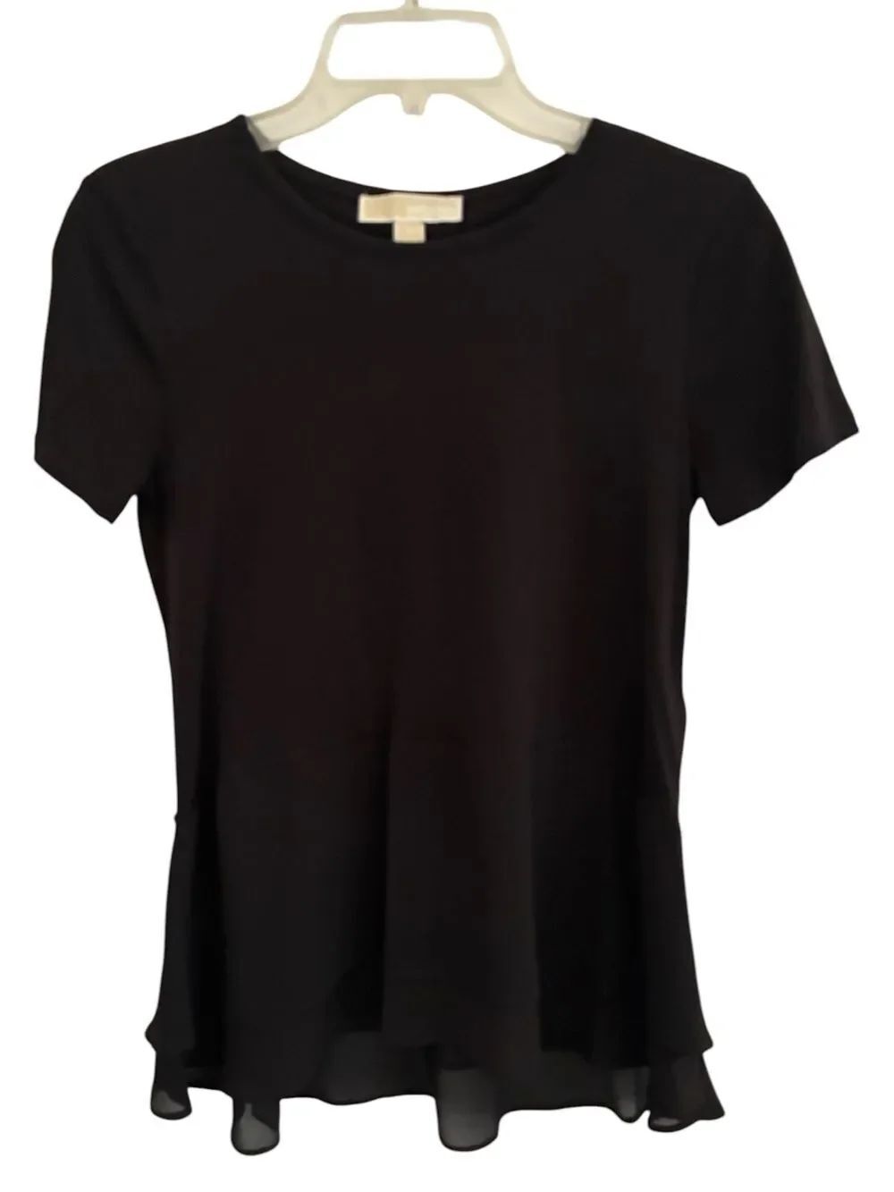 Michael Kors Short-Sleeve Ruffle Hem  Top Woman’s Size M